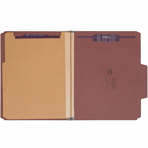 Smead SuperTab 2/5 Tab Cut Letter Recycled Classification Folder 8 1/2" x 11" - 2" Expansion - 2 x 2S Fastener(s) - 2" for Folder - Top Tab Location - Right of Center Tab Position - 2 Divider(s) - 25 pt. - Red - Heavy Duty, Tear Resistant, Eco-fri (14070)