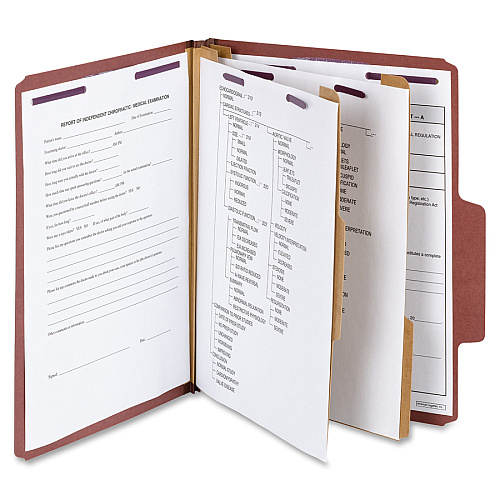 Smead SuperTab 2/5 Tab Cut Letter Recycled Classification Folder 8 1/2" x 11" - 2" Expansion - 2 x 2S Fastener(s) - 2" for Folder - Top Tab Location - Right of Center Tab Position - 2 Divider(s) - 25 pt. - Red - Heavy Duty, Tear Resistant, Eco-fri (14070)