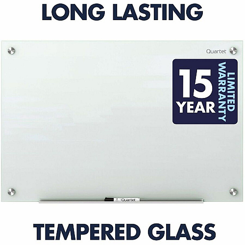 Quartet Infinity Glass Dry-Erase Whiteboard 96" (8 ft) Width x 48" (4 ft) Height - White Tempered Glass Surface - White Frame - Horizontal/Vertical - Magnetic - 1 Each (G9648W)