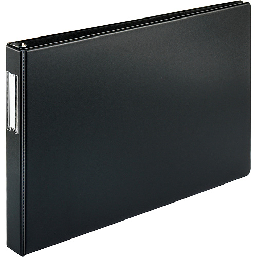 Business Source Tabloid-size Round Ring Reference Binder 1" Binder Capacity - Tabloid - 11" x 17" Sheet Size - Fastener(s): Round Ring - Black - Recycled - Durable, Label Holder - 1 Each (BSN44100)