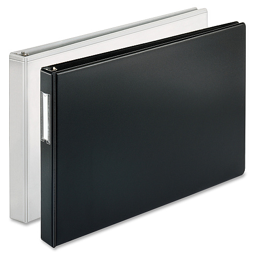 Business Source Tabloid-size Round Ring Reference Binder 1" Binder Capacity - Tabloid - 11" x 17" Sheet Size - Fastener(s): Round Ring - White - Durable, Clear Overlay - 1 Each (BSN45100)