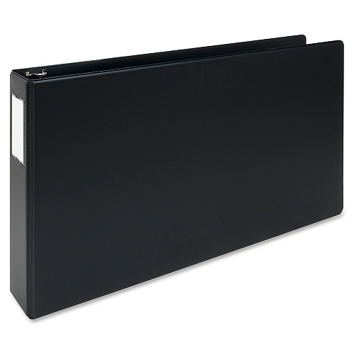 Business Source Tabloid-size Round Ring Reference Binder 2" Binder Capacity - Tabloid - 11" x 17" Sheet Size - Fastener(s): Round Ring - Black - Recycled - Durable, Label Holder - 1 Each (BSN44101)