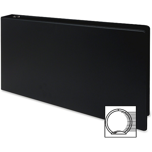 Business Source Tabloid-size Round Ring Reference Binder 2" Binder Capacity - Tabloid - 11" x 17" Sheet Size - Fastener(s): Round Ring - Black - Recycled - Durable, Label Holder - 1 Each (BSN44101)