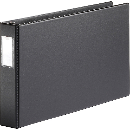 Business Source Tabloid-size Round Ring Reference Binder 2" Binder Capacity - Tabloid - 11" x 17" Sheet Size - Fastener(s): Round Ring - Black - Recycled - Durable, Label Holder - 1 Each (BSN44101)