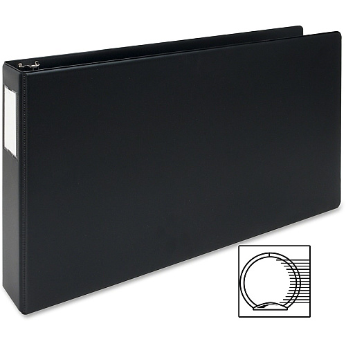 Business Source Tabloid-size Round Ring Reference Binder 2" Binder Capacity - Tabloid - 11" x 17" Sheet Size - Fastener(s): Round Ring - Black - Recycled - Durable, Label Holder - 1 Each (BSN44101)