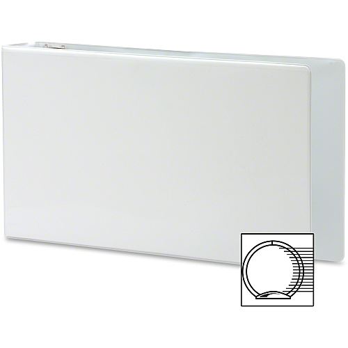 Business Source Tabloid-size Round Ring Reference Binder 2" Binder Capacity - Tabloid - 11" x 17" Sheet Size - Fastener(s): Round Ring - White - Recycled - Durable, Clear Overlay - 1 Each (BSN45101)
