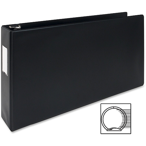 Business Source Tabloid-size Round Ring Reference Binder 3" Binder Capacity - Tabloid - 11" x 17" Sheet Size - Round Ring Fastener(s) - Black - Durable, Label Holder - 1 Each (BSN44102)
