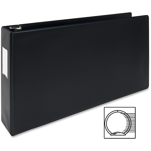 Business Source Tabloid-size Round Ring Reference Binder 3" Binder Capacity - Tabloid - 11" x 17" Sheet Size - Round Ring Fastener(s) - Black - Durable, Label Holder - 1 Each (BSN44102)