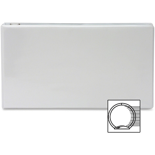 Business Source Tabloid-size Round Ring Reference Binder 3" Binder Capacity - Tabloid - 11" x 17" Sheet Size - Fastener(s): Round Ring - White - Recycled - Durable, Clear Overlay - 1 Each (BSN45102)