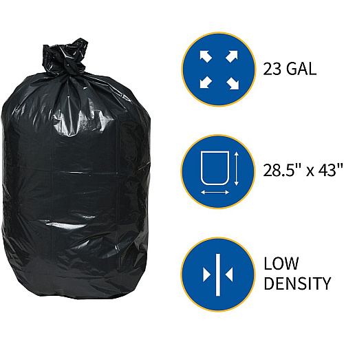 Genuine Joe Slim Jim 23-Gal Black Can Liners, 150/Carton (GJO70057)
