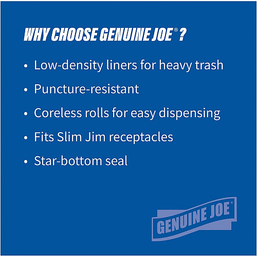 Genuine Joe Slim Jim 23-Gal Black Can Liners, 150/Carton (GJO70057)