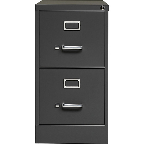 Lorell Fortress Series 26-1/2" Commercial-Grade Vertical File Cabinet 15" Width x 26.5" Depth x 28.4" Height - 2 x Drawer(s) for File - Letter - Vertical - Drawer Extension, Security Lock, Label Holder, Pull Handle - Charcoal - Steel - Recycled (LLR66911)