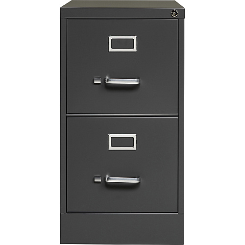 Lorell Fortress Series 26-1/2" Commercial-Grade Vertical File Cabinet 15" Width x 26.5" Depth x 28.4" Height - 2 x Drawer(s) for File - Letter - Vertical - Drawer Extension, Security Lock, Label Holder, Pull Handle - Charcoal - Steel - Recycled (LLR66911)