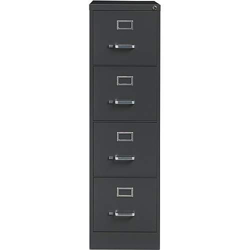 Lorell Fortress Series 26-1/2" Commercial-Grade Vertical File Cabinet 15" Width x 26.5" Depth x 52" Height - 4 x Drawer(s) for File - Letter - Vertical - Drawer Extension, Security Lock, Label Holder, Pull Handle - Charcoal - Steel - Recycled (LLR66912)