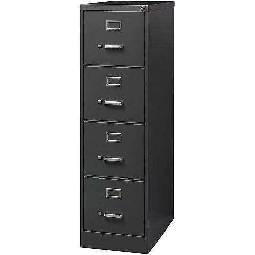 Lorell Fortress Series 26-1/2" Commercial-Grade Vertical File Cabinet 15" Width x 26.5" Depth x 52" Height - 4 x Drawer(s) for File - Letter - Vertical - Drawer Extension, Security Lock, Label Holder, Pull Handle - Charcoal - Steel - Recycled (LLR66912)