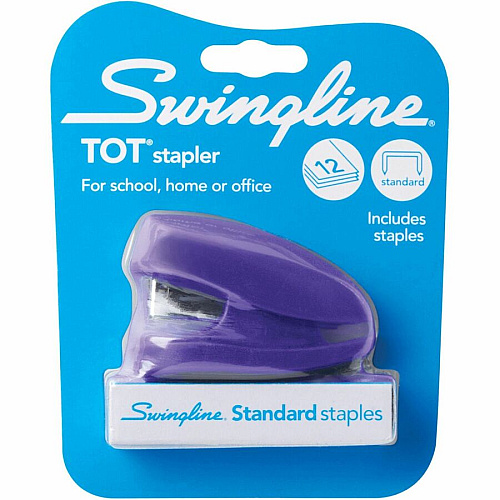 Swingline Tot Mini Stapler Staples Upto 12 Sheet of 20lb Paper - Holds Upto 50 Staple - Mini - Staple Size: 0.25" - Purple - Plastic - 1 Each (79173)