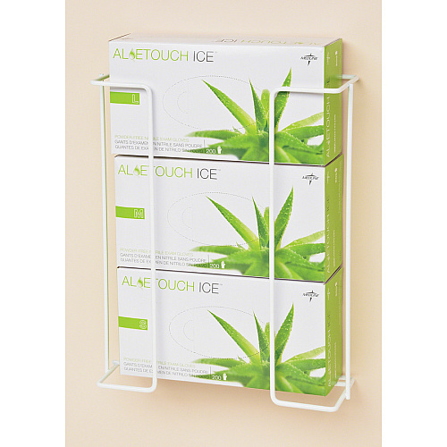 Medline Horizontal-Mount Wire Triple Glove Box Holder Horizontal - White - 2 / Pack (MDS193094)