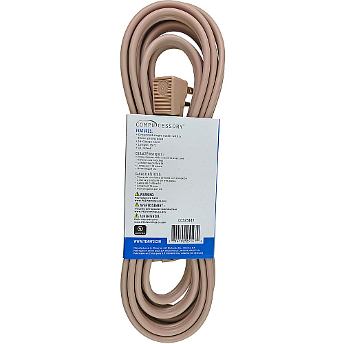 Compucessory Heavy Duty Indoor Extension Cord 14 Gauge - 125 V AC / 15 A - Beige - 15 ft Cord Length - 1 Each (25147)