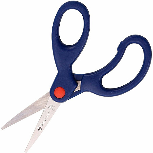 Sparco Bent Handle 5" Kids Scissors 5" Overall Length - Stainless Steel - Pointed Tip - Blue - 1 Each (39049)
