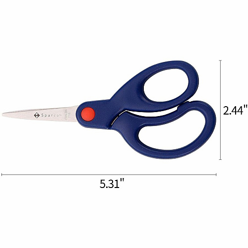 Sparco Bent Handle 5" Kids Scissors 5" Overall Length - Stainless Steel - Pointed Tip - Blue - 1 Each (39049)