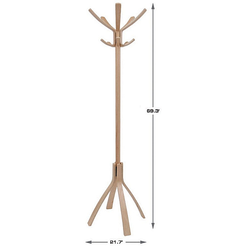 Alba High-capacity Wood Coat Stand 10 Pegs - 48" Height - for Coat, Clothes - Wood - Light Brown - 1 Each (PMCAFEC)