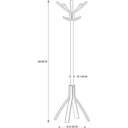 Alba High-capacity Wood Coat Stand 10 Pegs - 48" Height - for Coat, Clothes - Wood - Light Brown - 1 Each (PMCAFEC)