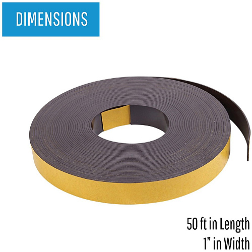 MasterVision 1"x50' Adhesive Magnetic Tape 16.67 yd Length x 1" Width - Black - For Picture, Business Card, Document, Labeling - 1 Each (FM2021)