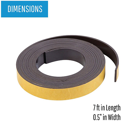 MasterVision 1/2"x7' Adhesive Magnetic Roll Tape 7 ft Length x 0.50" Width - Black - For Picture, Business Card, Document, Labeling - 1 Each (FM2319)
