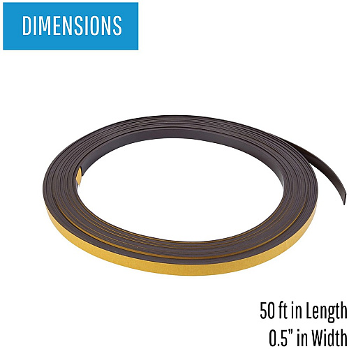 MasterVision 1/2" Adhesive Magnetic Roll Tape 16.67 yd Length x 0.50" Width - Black - For Picture, Business Card, Document, Labeling - 1 Each (FM2321)