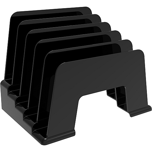 Deflecto Sustainable Office Small Incline Sorter 5 Compartment(s) - 6" Height x 8" Width x 5.50" Depth - Desktop - Sturdy - 30% Recycled - Black - Plastic - 1 Each (34504)