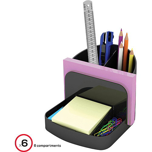 Deflecto Sustainable Office Desk Caddy 5" Height x 5.38" Width x 6.75" Depth - Desktop - 30% Recycled - Black - Plastic - 1 Each (38904)