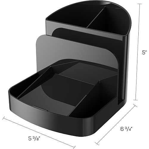 Deflecto Sustainable Office Desk Caddy 5" Height x 5.38" Width x 6.75" Depth - Desktop - 30% Recycled - Black - Plastic - 1 Each (38904)