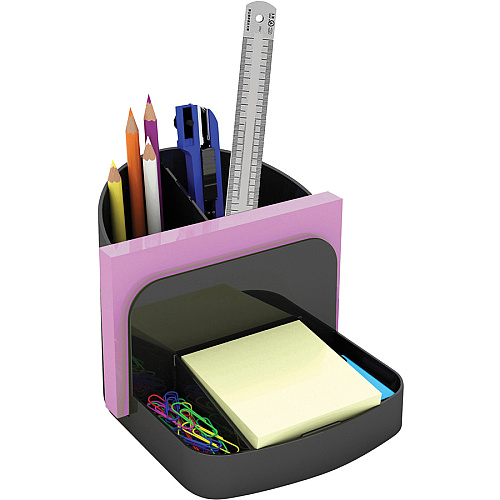 Deflecto Sustainable Office Desk Caddy 5" Height x 5.38" Width x 6.75" Depth - Desktop - 30% Recycled - Black - Plastic - 1 Each (38904)