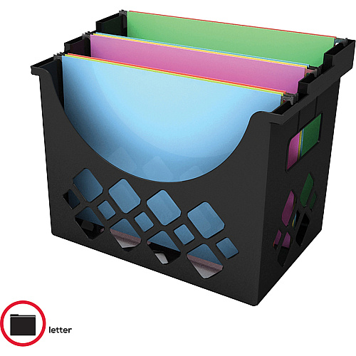 Deflecto Sustainable Office Desktop Hanging File Holder 9.63" Height x 13.25" Width x 8.50" Depth - Desktop - Sturdy - 30% Recycled - Black - 1 Each (39304)