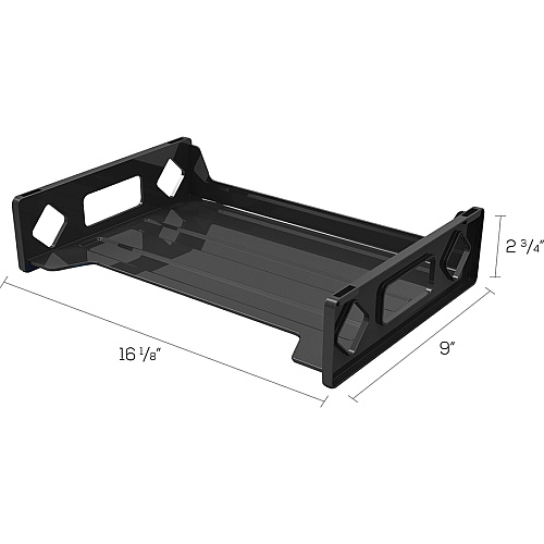 Deflecto Sustainable Office Stackable Desk Tray 2.75" Height x 16.13" Width x 9" Depth - Desktop - Stackable, Sturdy, Eco-friendly, Durable - 30% Recycled - Black - Plastic - 1 Each (399104)