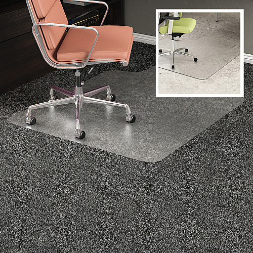 Deflecto DuoMat Multi-surface Chairmat Carpet, Hard Floor - 53" Length x 45" Width - Lip Size 25" Length x 12" Width - Rectangular - Classic - Clear - 1 Each (CM23232DUO)