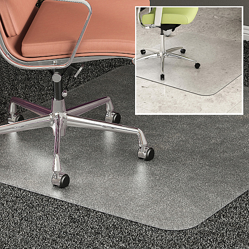 Deflecto DuoMat Multi-surface Chairmat Carpet, Hard Floor - 60" Length x 46" Width - Rectangular - Classic - Clear - 1 Each (CM23442FDUO)