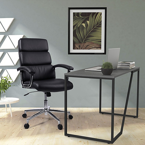Lorell High-back Office Chair Black Seat Color - Bonded Leather Seat Material - Black Back Color - Bonded Leather Back Material - 1 Each (LLR20018)