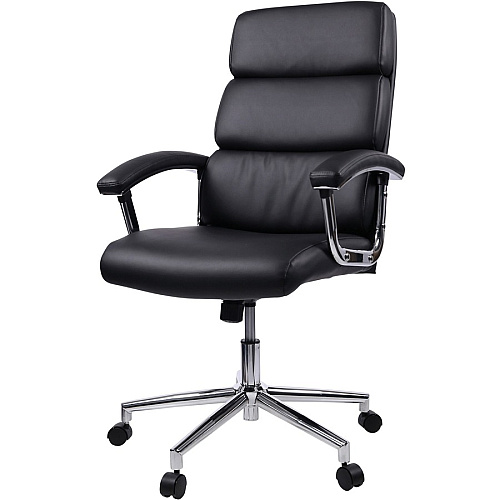 Lorell High-back Office Chair Black Seat Color - Bonded Leather Seat Material - Black Back Color - Bonded Leather Back Material - 1 Each (LLR20018)