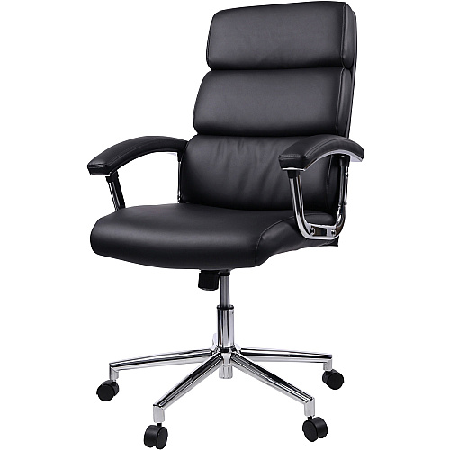 Lorell High-back Office Chair Black Seat Color - Bonded Leather Seat Material - Black Back Color - Bonded Leather Back Material - 1 Each (LLR20018)