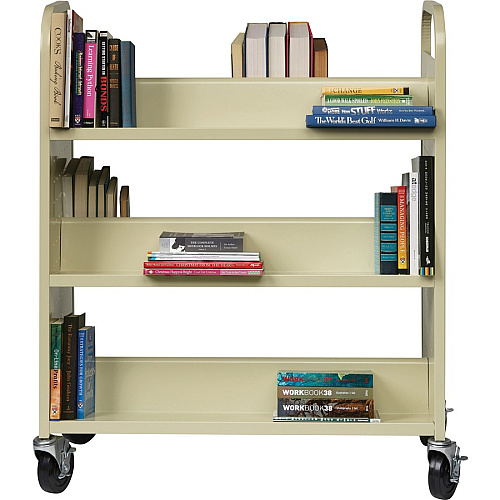 Lorell Double-sided Book Cart 6 Shelf - 200 lb Capacity - 5" Caster Size - Steel - 36" Width x 19" Depth x 46" Height - Putty - 1 Each (LLR49202)