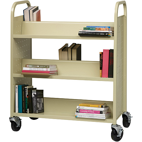 Lorell Double-sided Book Cart 6 Shelf - 200 lb Capacity - 5" Caster Size - Steel - 36" Width x 19" Depth x 46" Height - Putty - 1 Each (LLR49202)