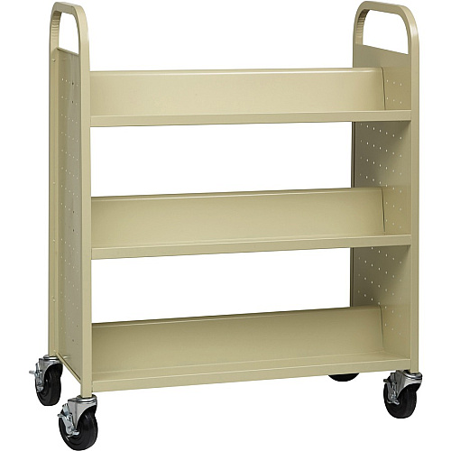 Lorell Double-sided Book Cart 6 Shelf - 200 lb Capacity - 5" Caster Size - Steel - 36" Width x 19" Depth x 46" Height - Putty - 1 Each (LLR49202)
