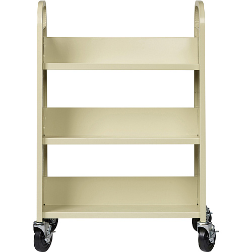 Lorell Single-sided Book Cart 3 Shelf - 200 lb Capacity - 5" Caster Size - Steel - 39" Width x 14" Depth x 46" Height - Putty - 1 Each (LLR49204)