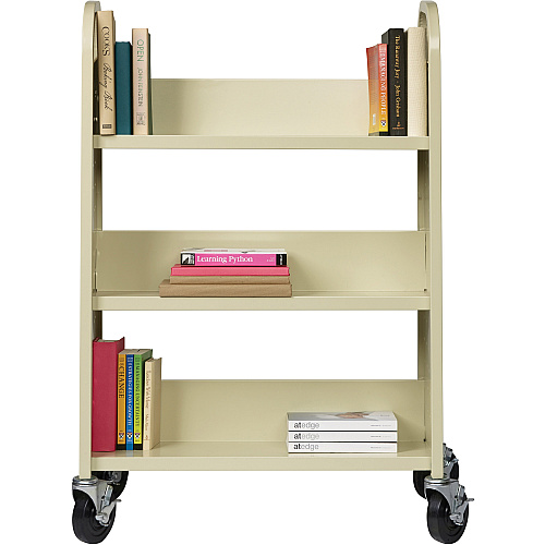 Lorell Single-sided Book Cart 3 Shelf - 200 lb Capacity - 5" Caster Size - Steel - 39" Width x 14" Depth x 46" Height - Putty - 1 Each (LLR49204)