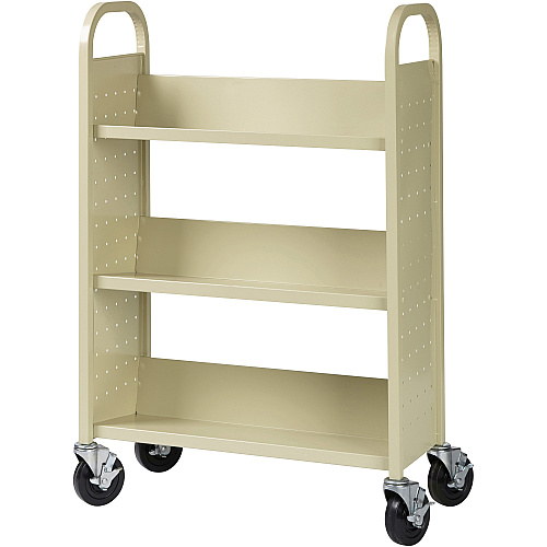 Lorell Single-sided Book Cart 3 Shelf - 200 lb Capacity - 5" Caster Size - Steel - 39" Width x 14" Depth x 46" Height - Putty - 1 Each (LLR49204)