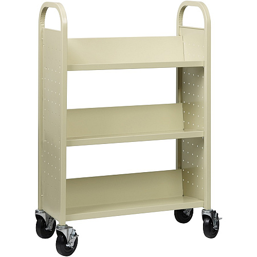 Lorell Single-sided Book Cart 3 Shelf - 200 lb Capacity - 5" Caster Size - Steel - 39" Width x 14" Depth x 46" Height - Putty - 1 Each (LLR49204)