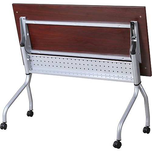 Lorell Flip Top Training Table Rectangle Top - Four Leg Base - 4 Legs - 23.60" Table Top Width x 60" Table Top Depth - 29.50" Height x 59" Width x 23.63" Depth - Training - Assembly Required - Mahogany - Nylon - Melamine Top Material - 1 Each (LLR60717)