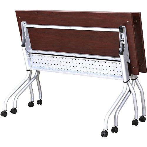 Lorell Flip Top Training Table Rectangle Top - Four Leg Base - 4 Legs - 23.60" Table Top Width x 60" Table Top Depth - 29.50" Height x 59" Width x 23.63" Depth - Training - Assembly Required - Mahogany - Nylon - Melamine Top Material - 1 Each (LLR60717)