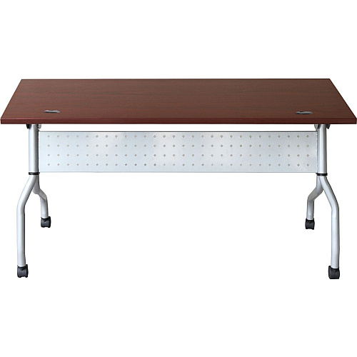 Lorell Flip Top Training Table Rectangle Top - Four Leg Base - 4 Legs - 23.60" Table Top Width x 60" Table Top Depth - 29.50" Height x 59" Width x 23.63" Depth - Training - Assembly Required - Mahogany - Nylon - Melamine Top Material - 1 Each (LLR60717)